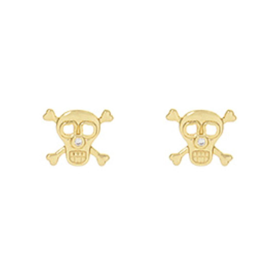 Skull Brass Studs Womens Earrings Golden Stella 