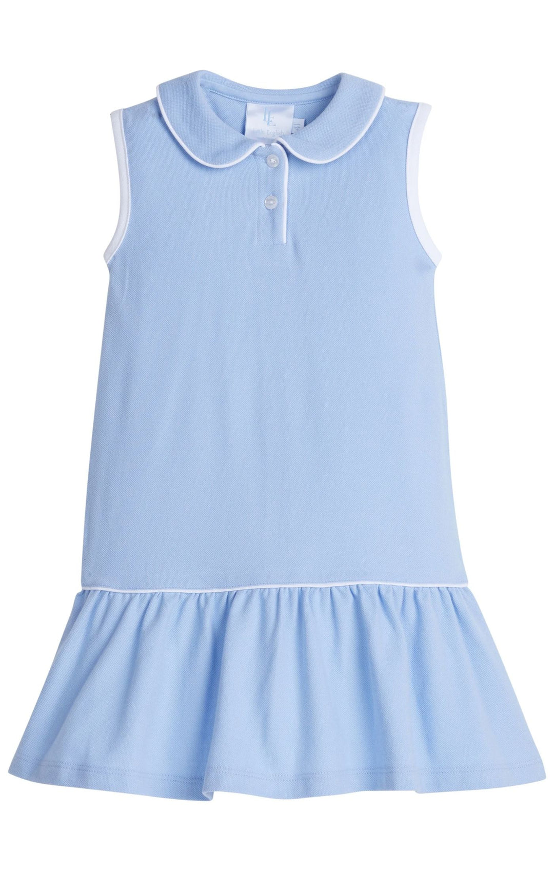 Sleeveless Polo Dress - Light Blue with White Girl Dress Little English 