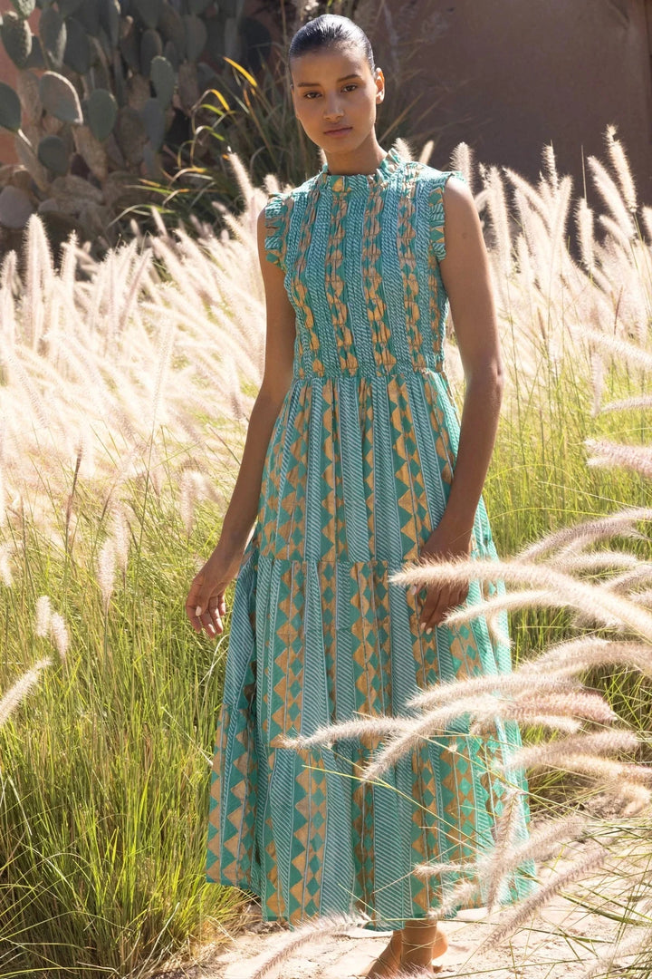 Sleeveless Smocked Maxi - Ascot Teal Womens Dress Oliphant 