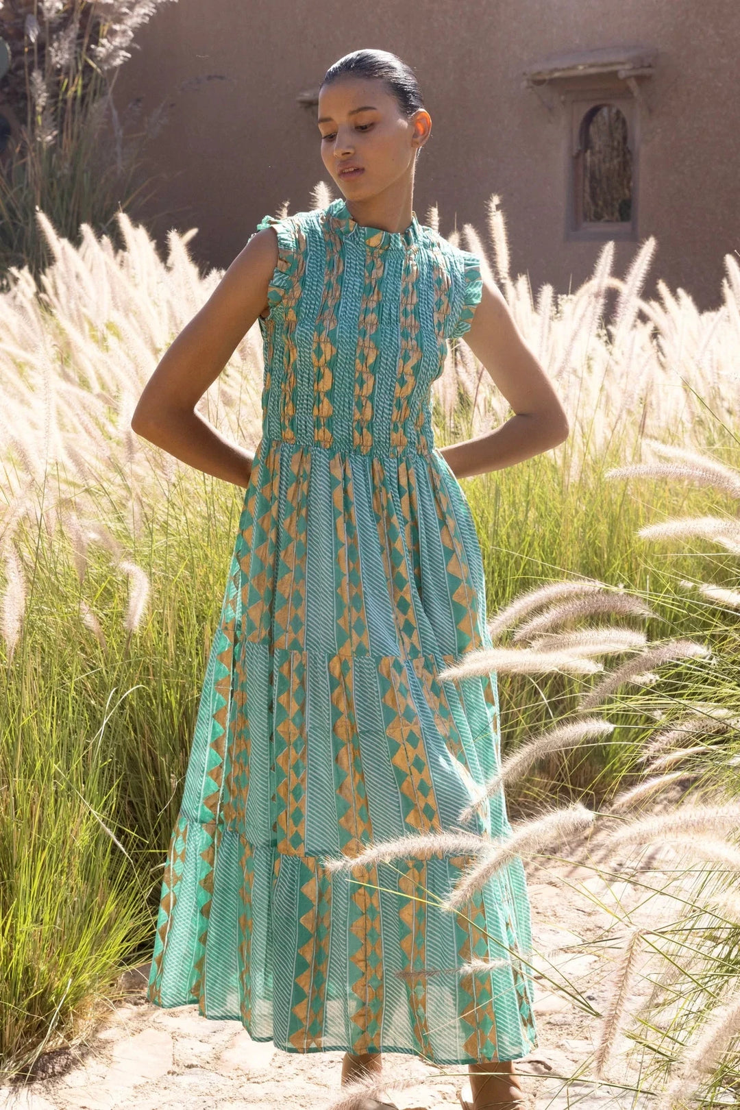 Sleeveless Smocked Maxi - Ascot Teal Womens Dress Oliphant 