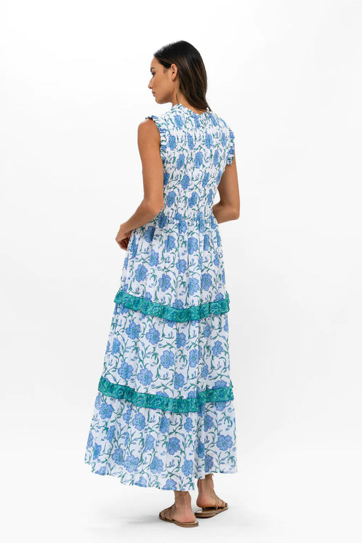 Sleeveless Smocked Maxi Dress - Poppy Blue Womens Dress Oliphant 
