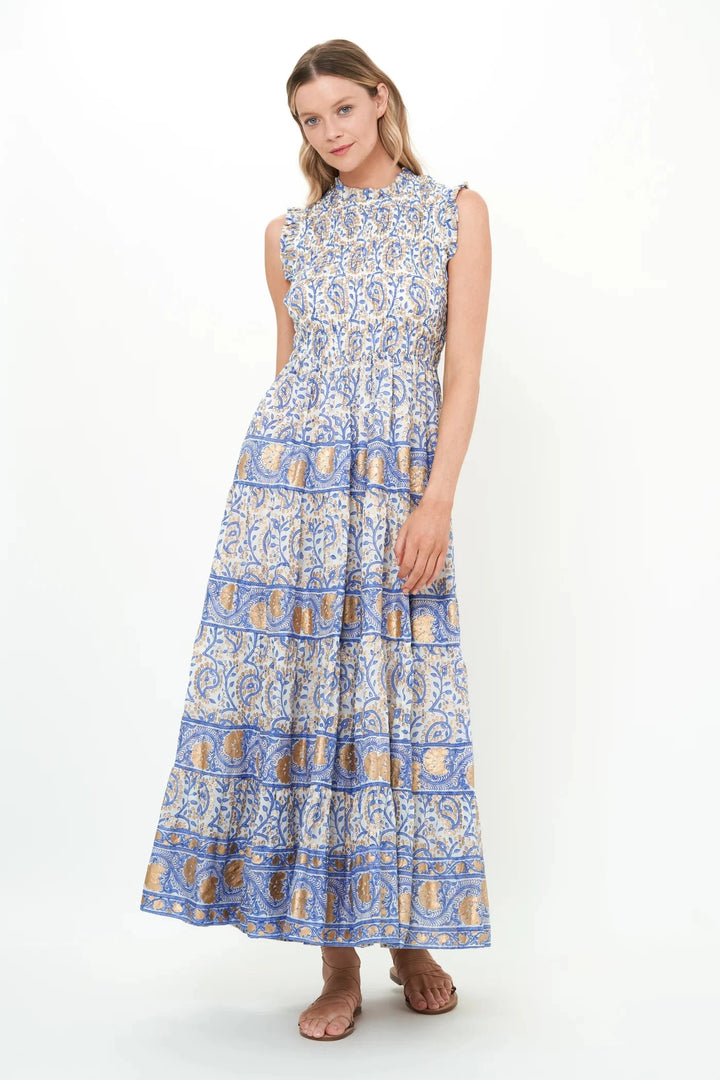 Sleeveless Smocked Maxi - Marseille Blue Womens Dress Oliphant 
