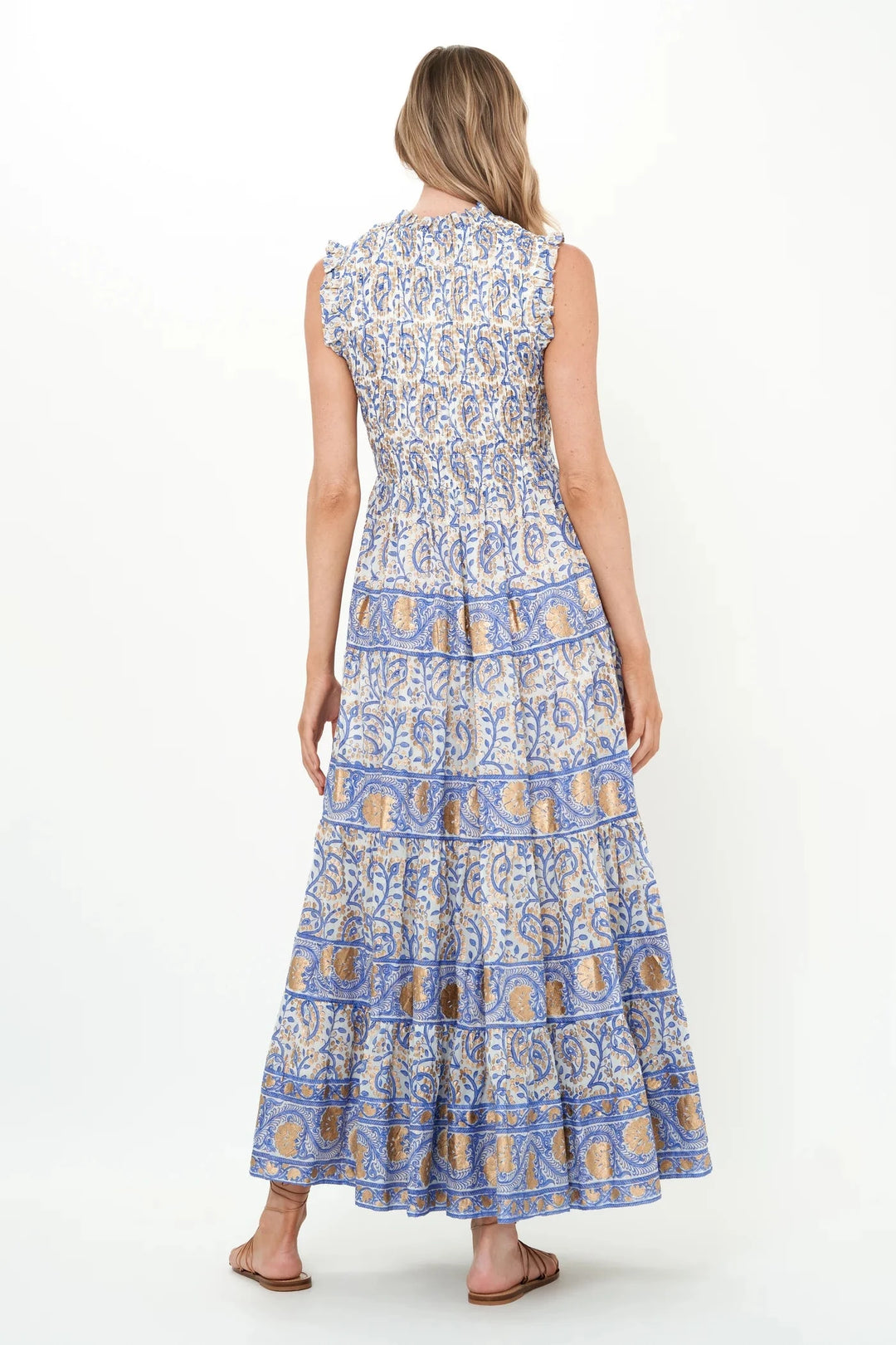 Sleeveless Smocked Maxi - Marseille Blue Womens Dress Oliphant 