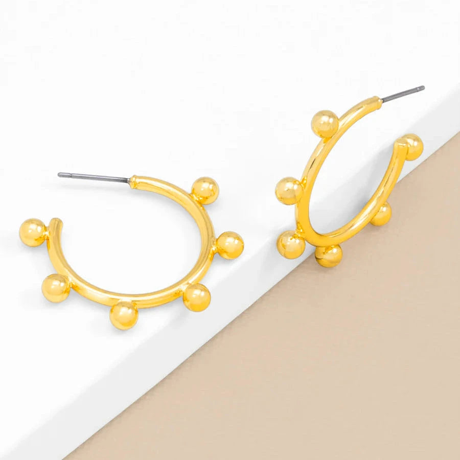 Small Bead Accent Huggie Earring Womens Earrings Zenzii Jewelry 