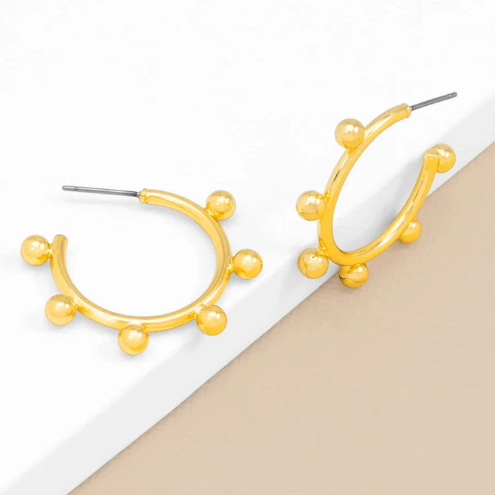 Small Bead Accent Huggie Earring Womens Earrings Zenzii Jewelry 