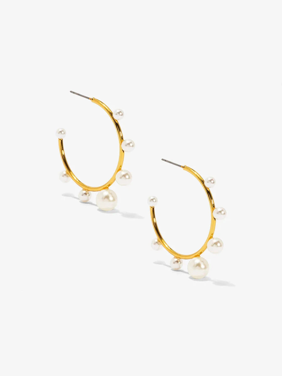 Small Decorative Pearl Hoop Earrings Womens Earrings Vioroo 