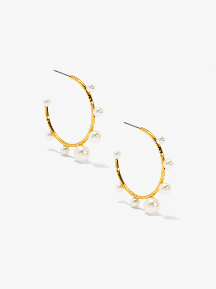 Small Decorative Pearl Hoop Earrings Womens Earrings Vioroo 
