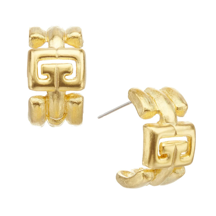 Small Greek Key Hoops Womens Earrings Susan Shaw 