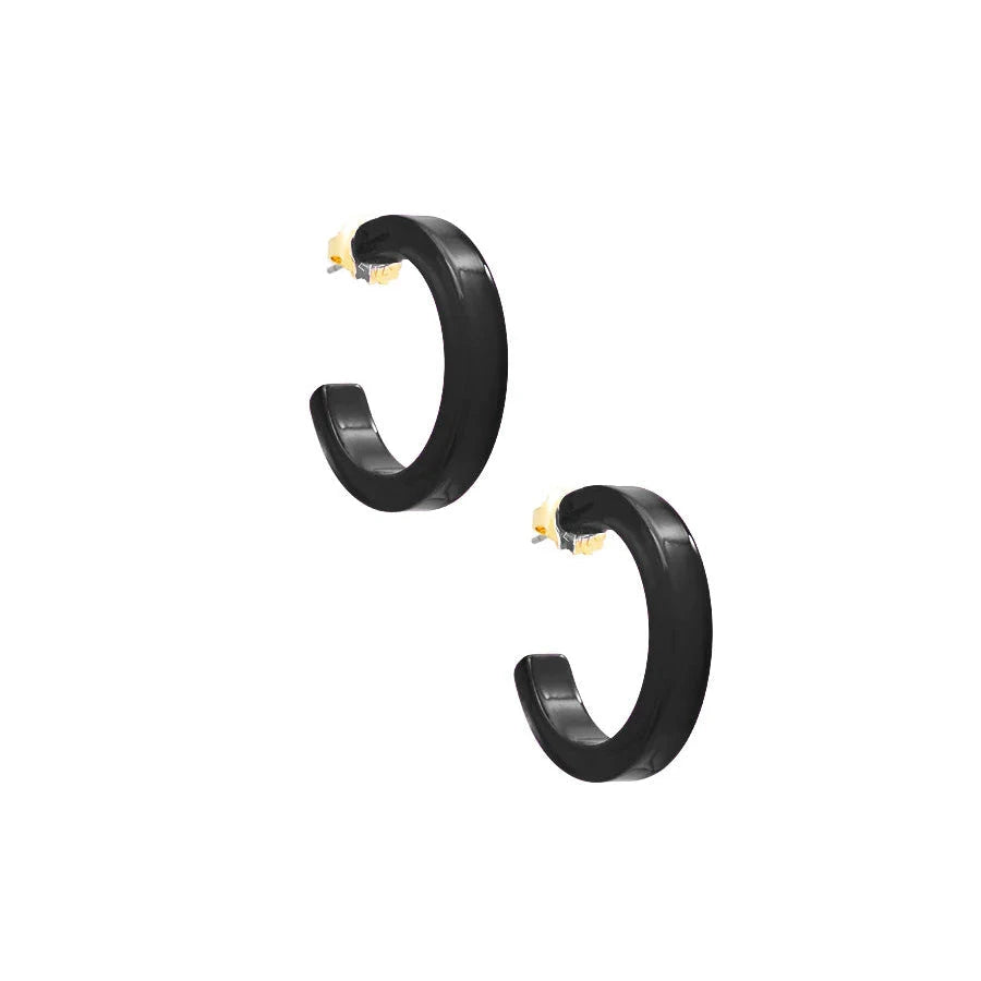 Small Resin Open Hoop Earrings Womens Earrings Zenzii Jewelry Black 