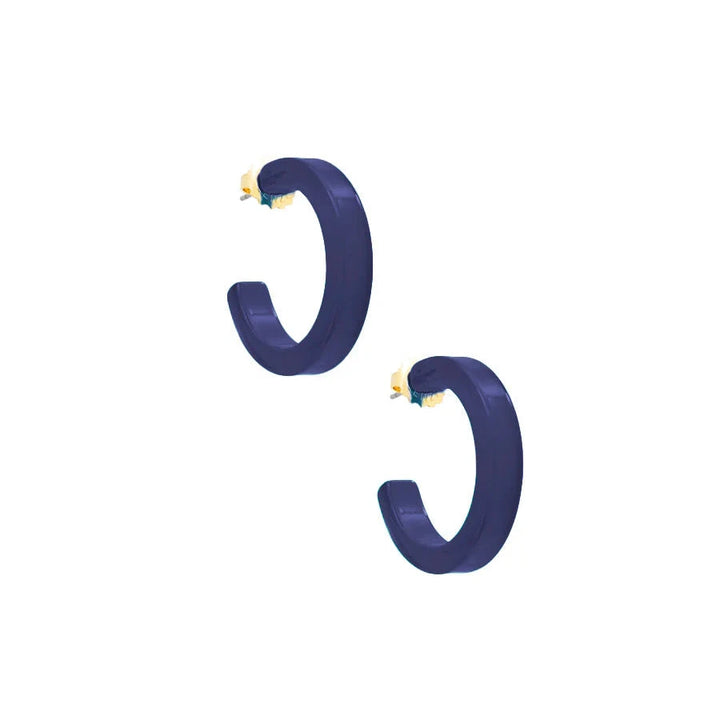 Small Resin Open Hoop Earrings Womens Earrings Zenzii Jewelry Navy 