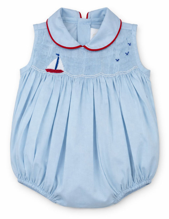 Smocked Beckett Bubble - Brentwood Blue Sailboat Boy Bubble Lullaby Set 