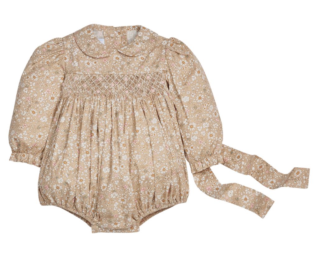 Smocked Charlotte Bubble - Camden Floral Girl Bubble Little English 