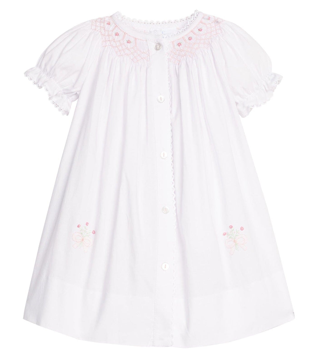 Smocked Heirloom Gown - Pink Roses Girl Gown Little English 
