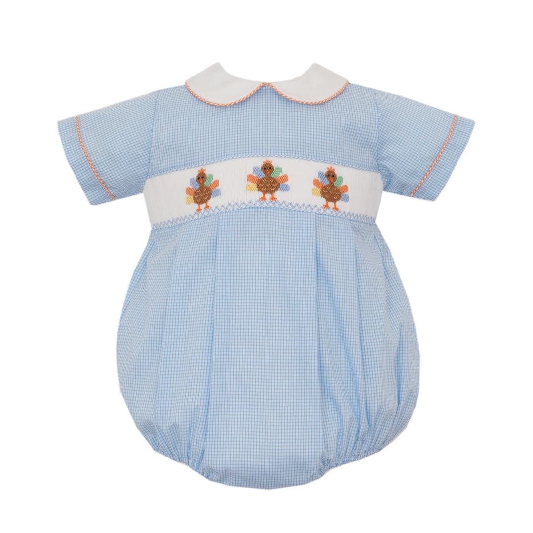 Smocked Turkey Boy Bubble - Pastels Boy Bubble Petit Bebe 