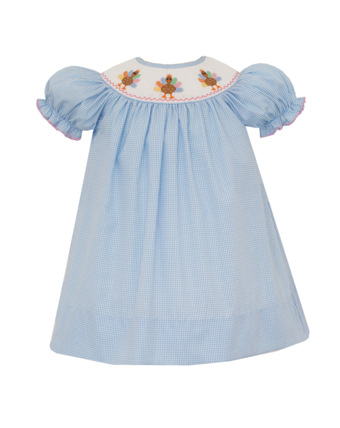 Smocked Turkey Girl Dress - Pastels Girl Dress Petit Bebe 