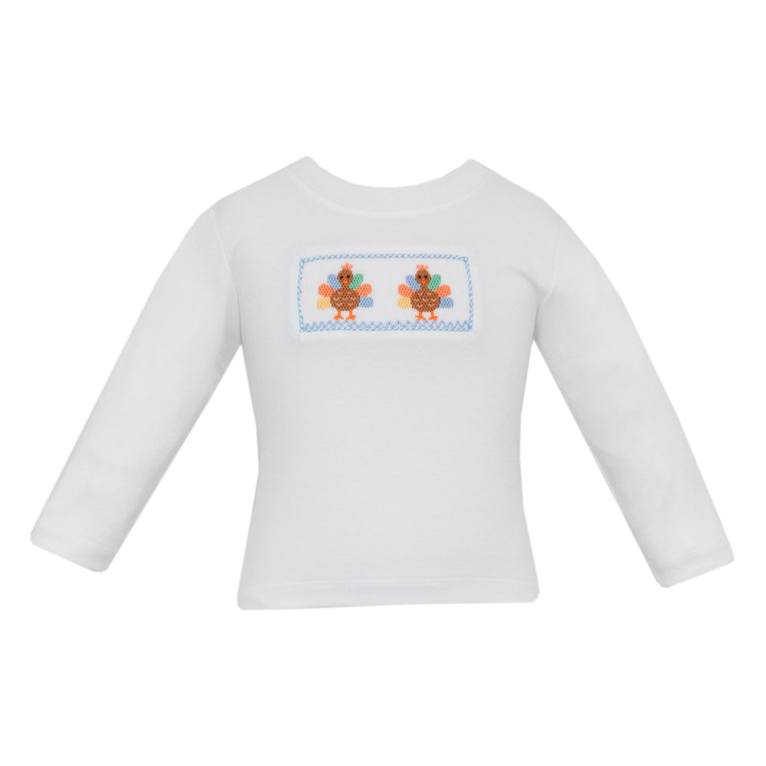 Smocked Turkey T-Shirt - Pastels Boy Shirt Petit Bebe 