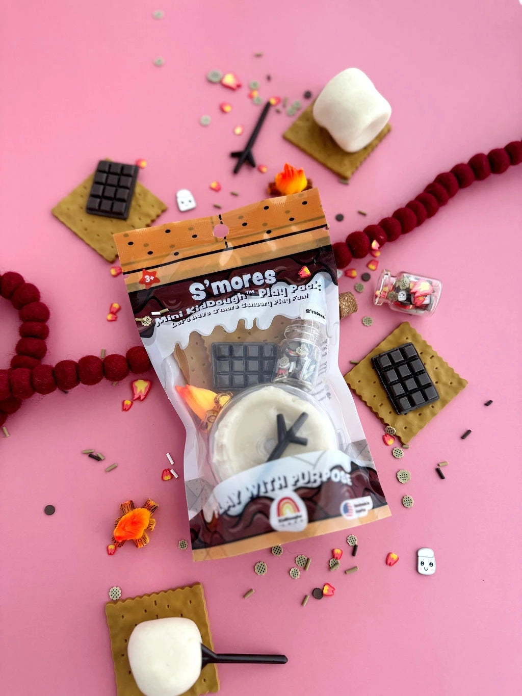 S'Mores Mini Kiddough Play Pack Toy Craft Kits Earth Grown KidDoughs 