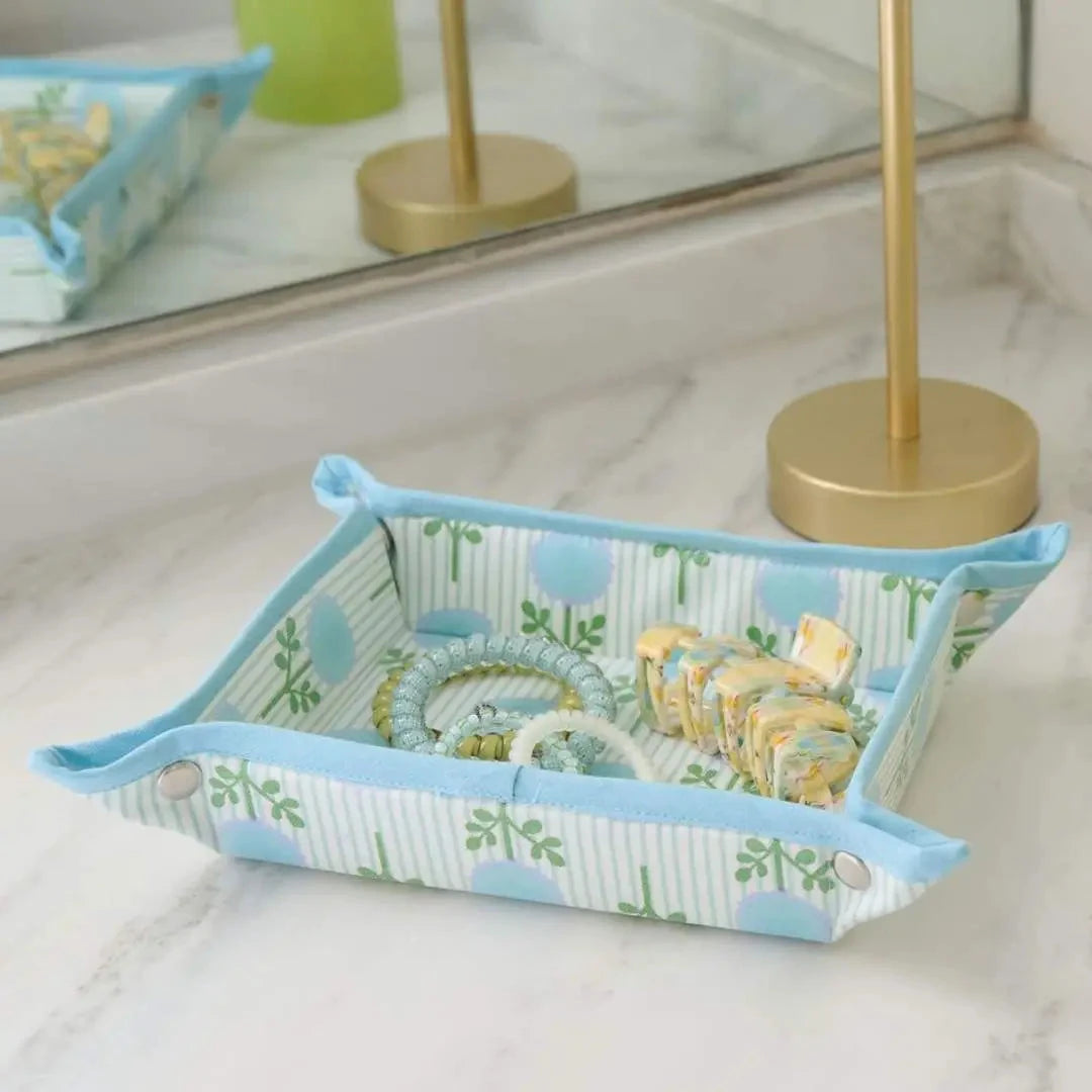 Snap Tray - Marigold Ticking Stripe Blue Decorative Tray Laura Park Design 