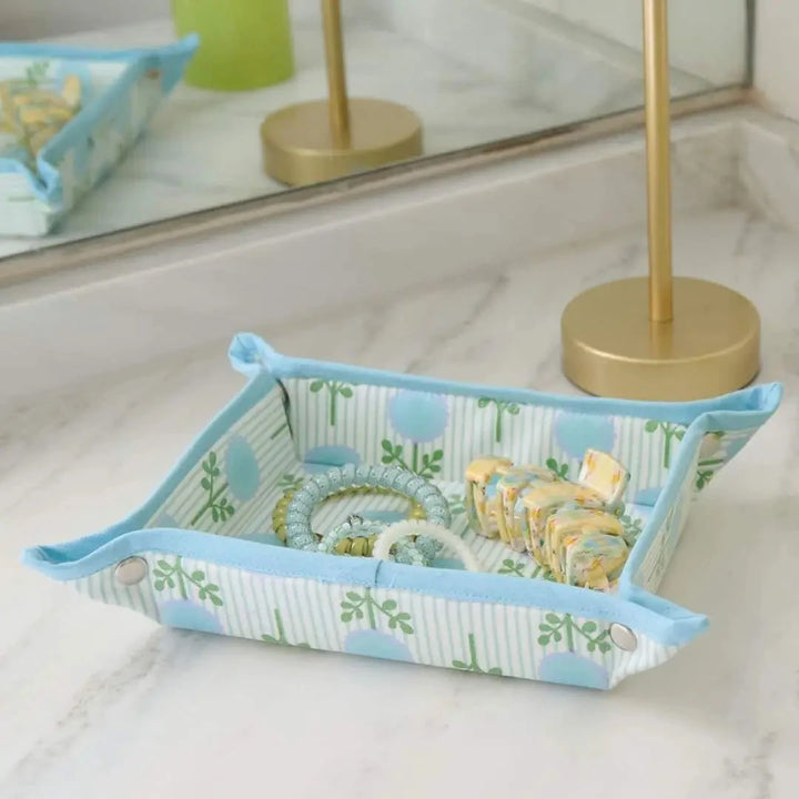 Snap Tray - Marigold Ticking Stripe Blue Decorative Tray Laura Park Design 