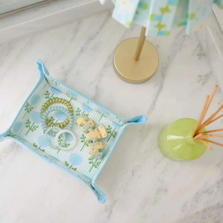 Snap Tray - Marigold Ticking Stripe Blue Decorative Tray Laura Park Design 