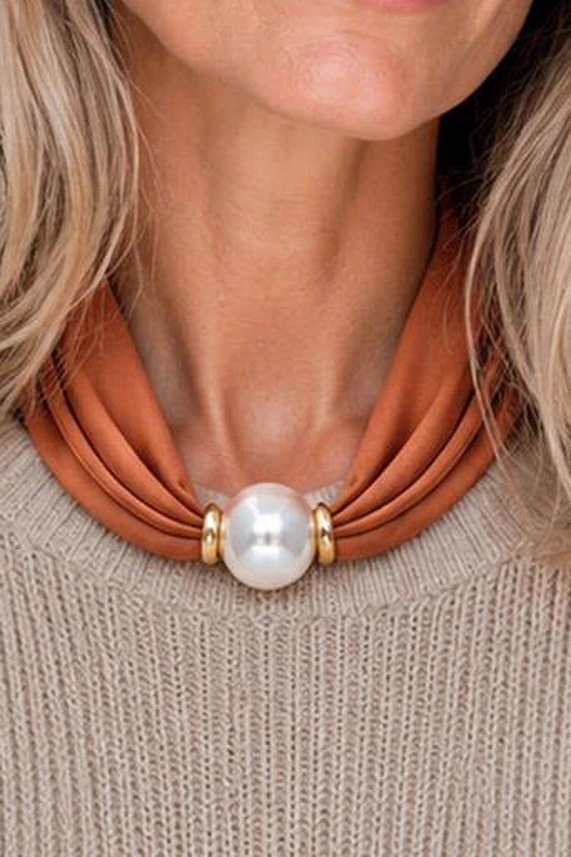 Solid Scarf Necklace - Rust Womens Necklace Merveille 