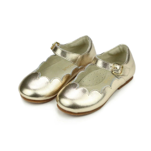 Sonia Scalloped Leather Flat - Gold Children Shoes L'Amour 