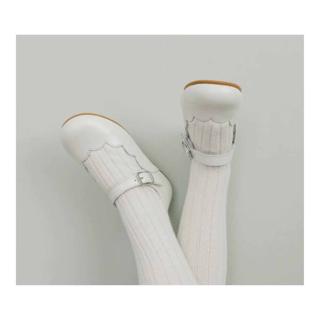Sonia Scalloped Leather Flat - White Sonia Scalloped Leather Flat - White