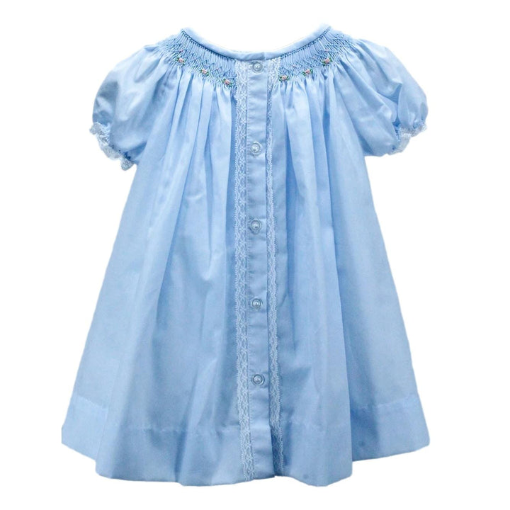 Sophia Dress - Blue Geometric Flowers Girl Dress Baby Blessings 