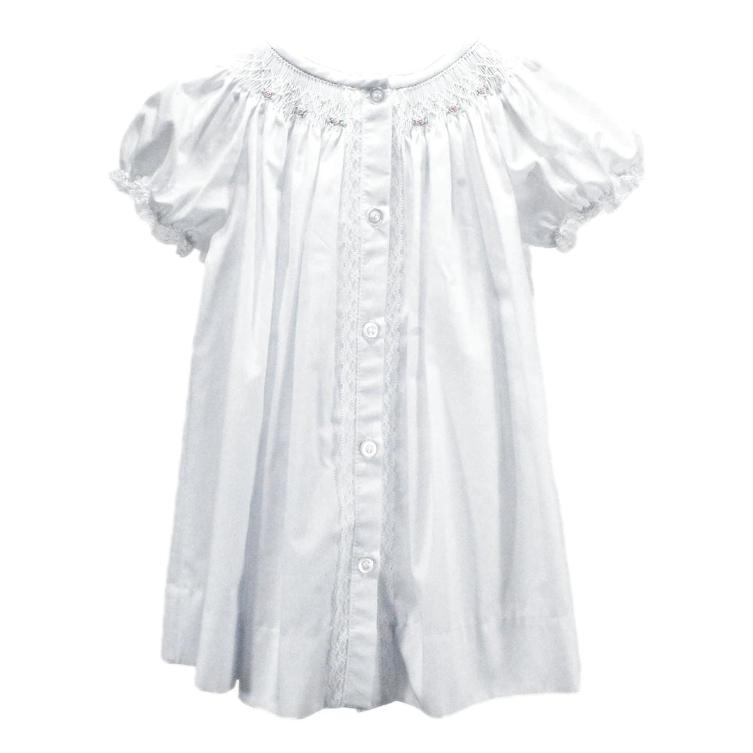 Sophia Dress - White Geometric Flowers Girl Dress Baby Blessings 