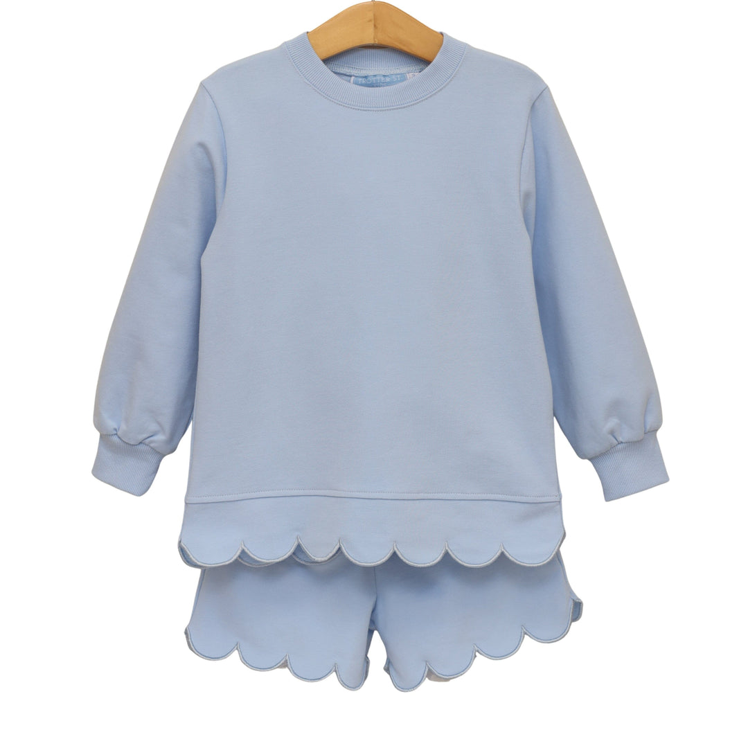 Sophia Scalloped Set - Light Blue Girl Short Set Trotter Street Kids 