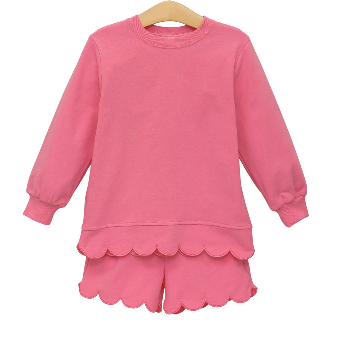 Sophia Scalloped Set - Pink Girl Short Set Trotter Street Kids 