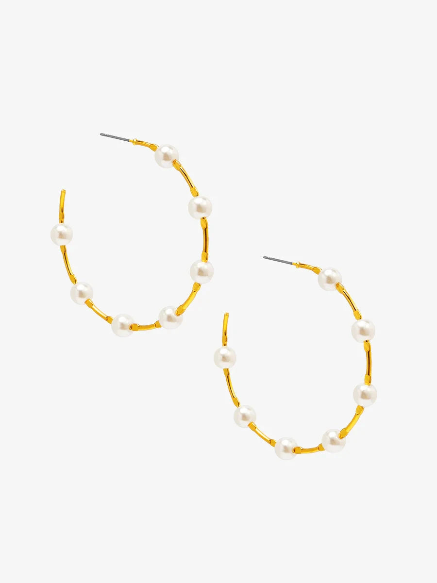 Spaced Pearl Hoop Earring Womens Earrings Vioroo 