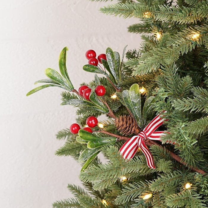 Sparkled Mistletoe with Red Berry Pick - 12" Christmas Decor Impressive Enterprises 