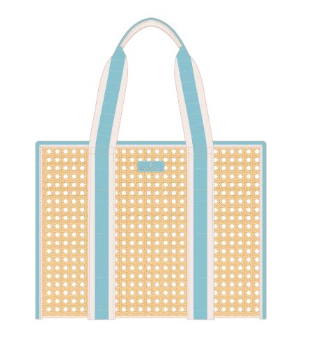 Splash Cane Large Trim Tote- Blue Stripe Tote Spartina 