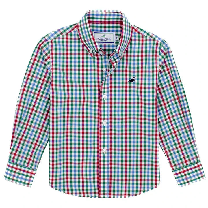 Sportshirt Button Down - Jolly Plaid Boy Shirt Properly Tied 