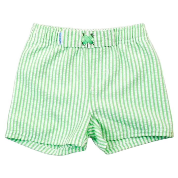 Spring Green Seersucker Swim Trunks Boy Bathing Suit Rufflebutts 