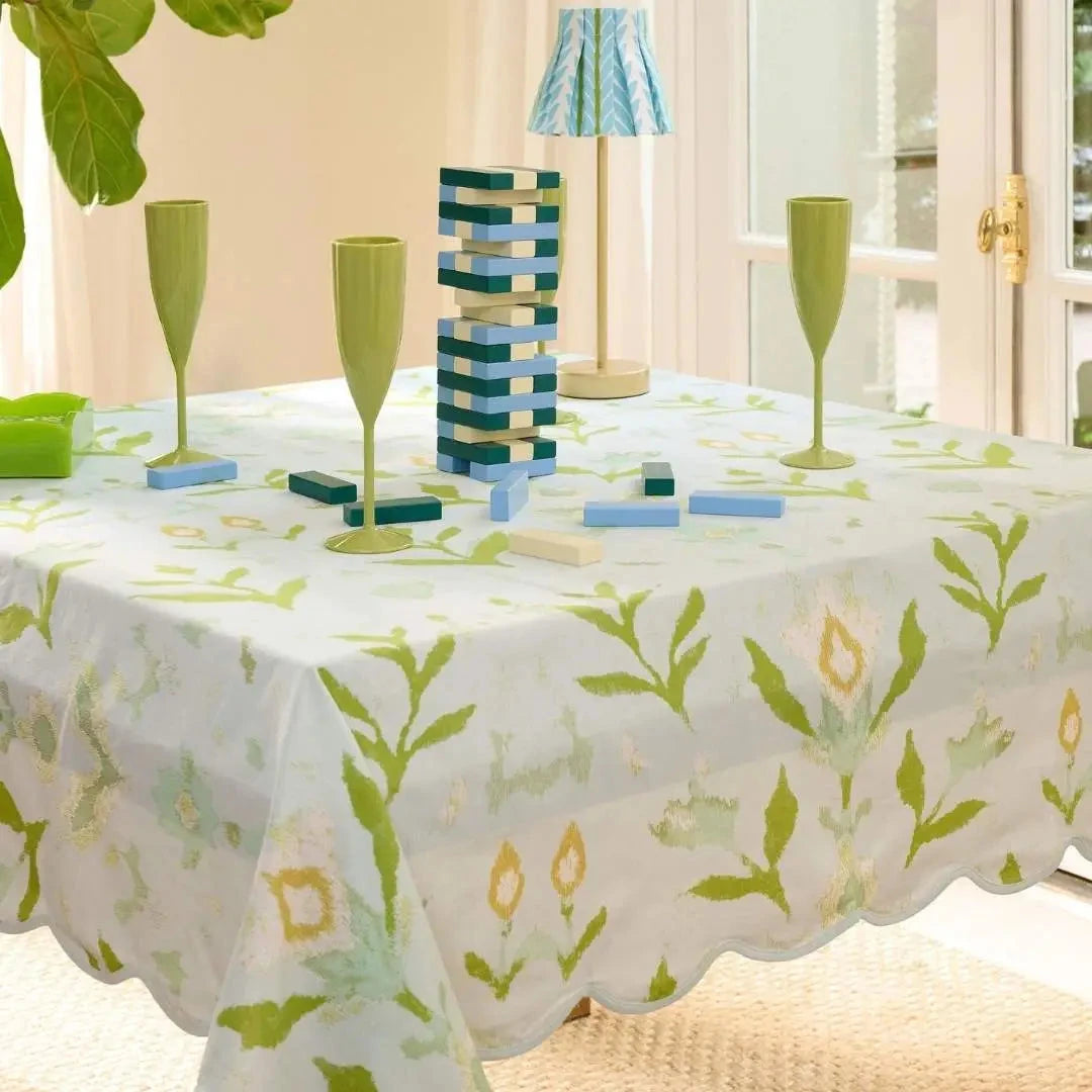 Square Game Tablecloth - Petal Garden Aqua Tablecloth Laura Park Design 