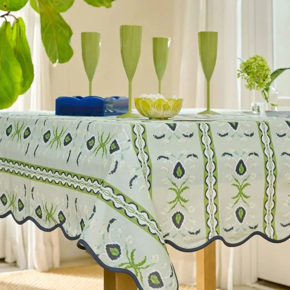 Square Game Tablecloth - Rosemary Stripe Lagoon Tablecloth Laura Park Design 