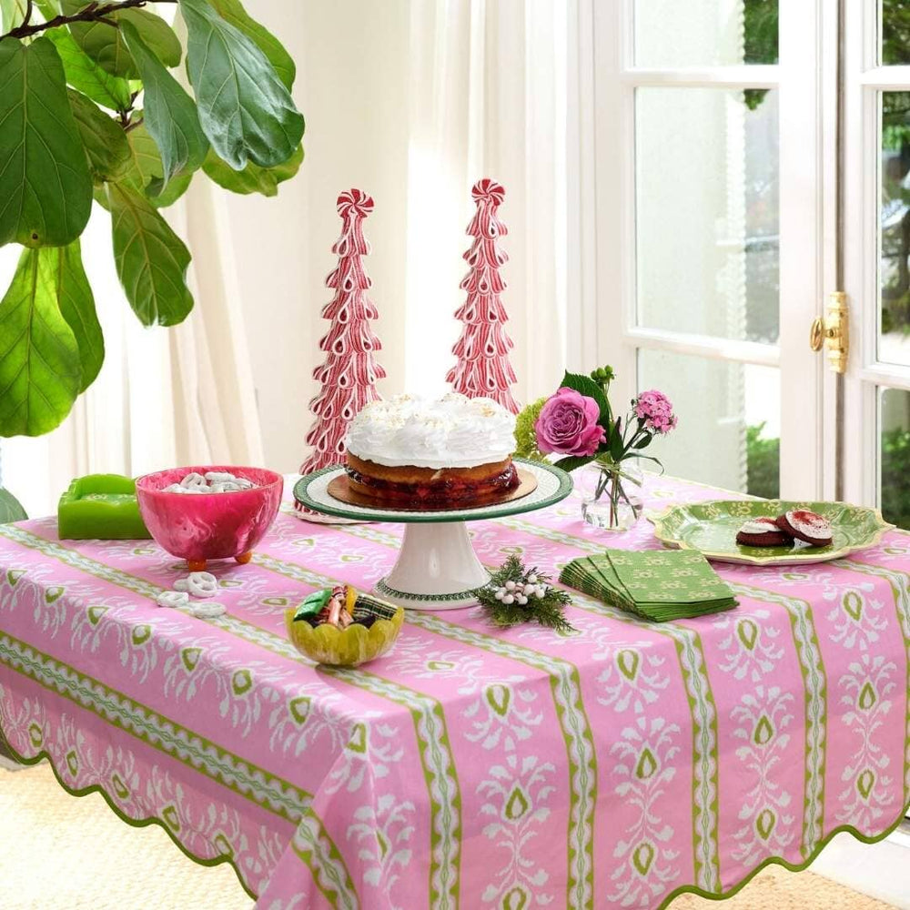 Square Game Tablecloth - Rosemary Stripe Pink Tablecloth Laura Park Design 