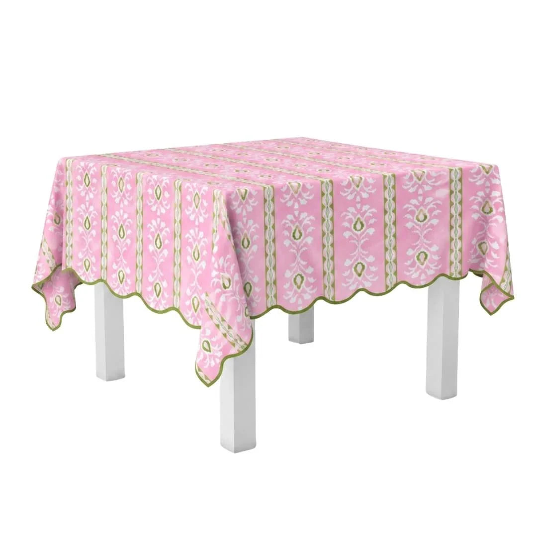 Square Game Tablecloth - Rosemary Stripe Pink Tablecloth Laura Park Design 