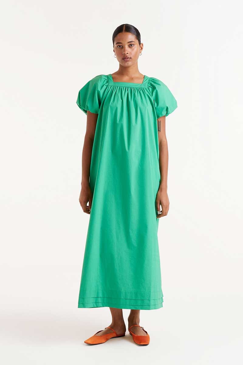 Square Neck Green Maxi Dress Womens Dress Compania Fantastica 