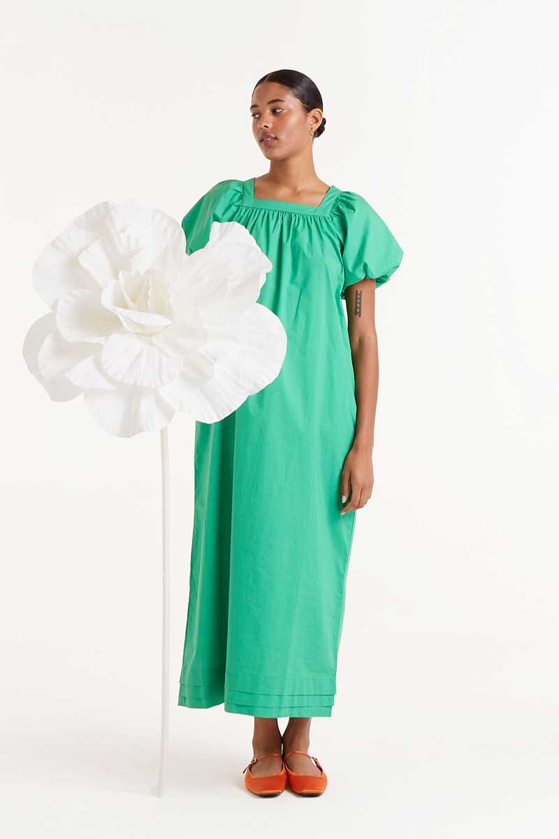 Square Neck Green Maxi Dress Womens Dress Compania Fantastica 