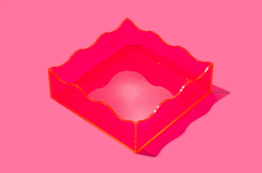 Square Wavy Tray - Neon Pink Decorative Tray Taylor Elliott Designs 