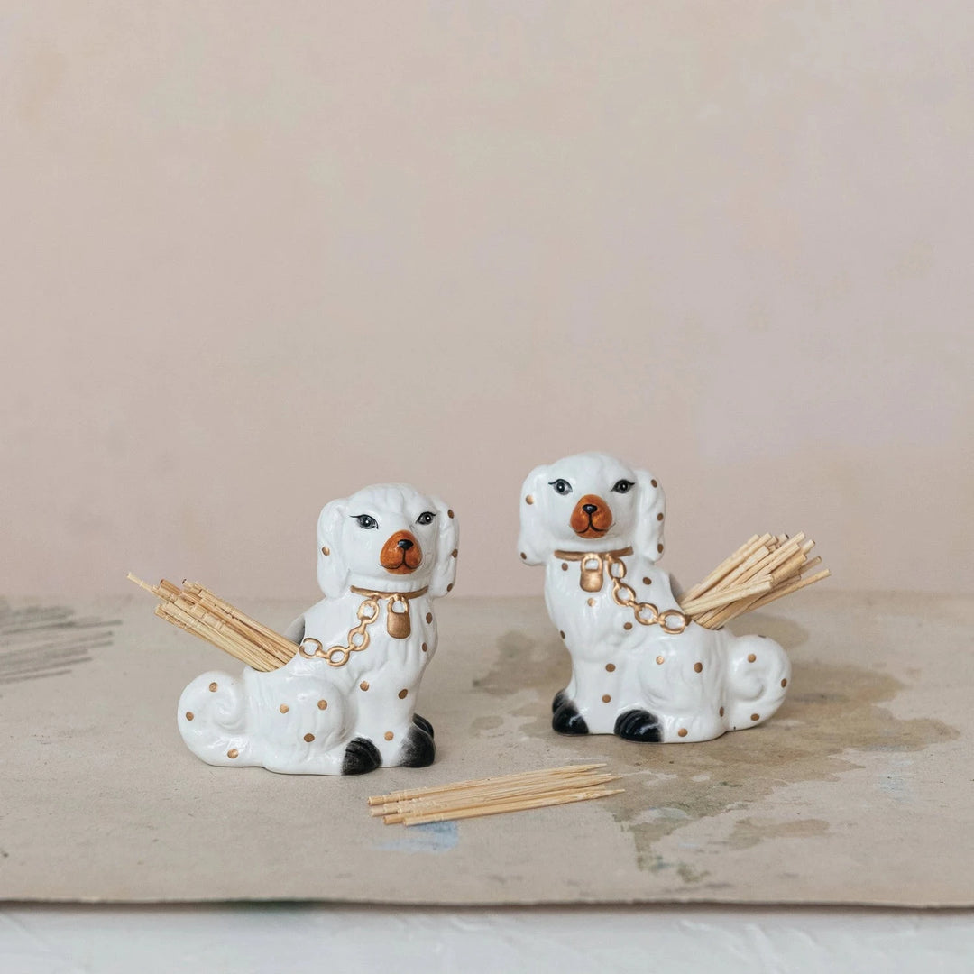 Staffordshire Dog Shaped Toothpick Holder Set Toothpicks Creative Co-Op 