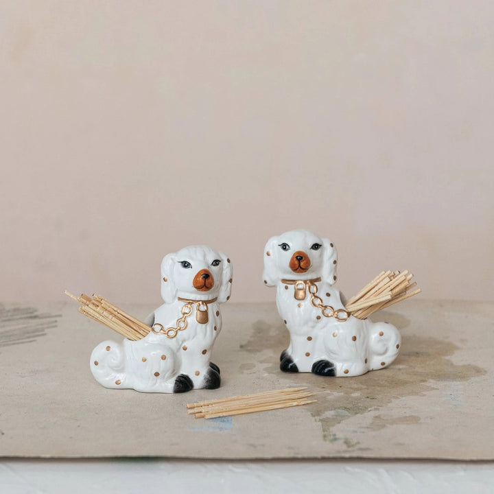 Staffordshire Dog Shaped Toothpick Holder Set Toothpicks Creative Co-Op 
