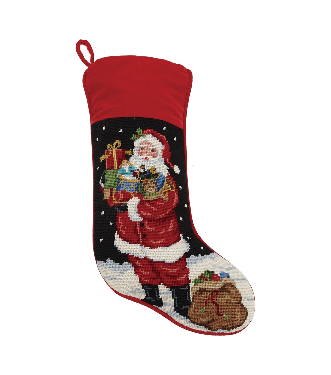 Standing Santa with Toys Needlepoint Stocking Christmas Stocking Peking Handicraft 
