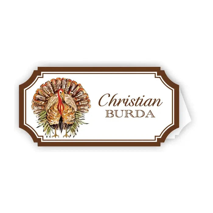 Standing Turkey with Brown Border Placecards Place Cards Rosanne Beck 