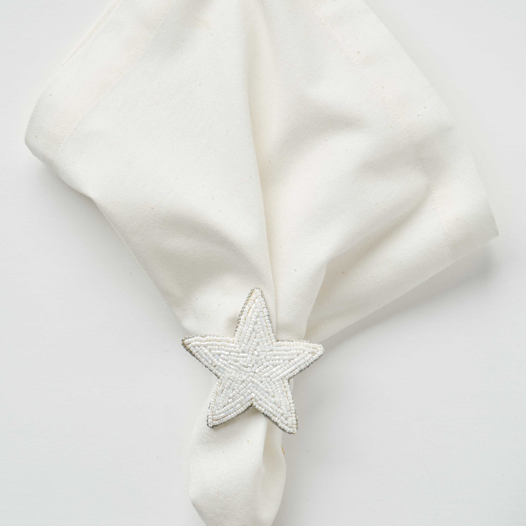 Star Napkin Ring - White Napkin Rings Tableau 