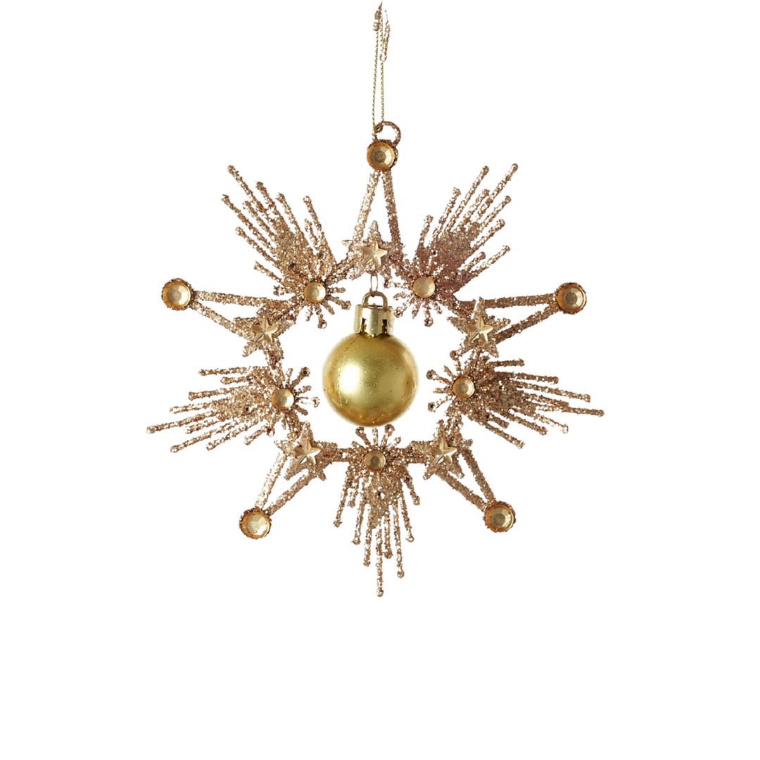Starburst Dangle Ball Ornament Christmas Ornament 180 Degrees Gold 