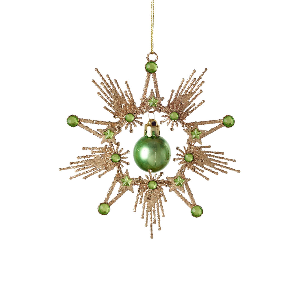 Starburst Dangle Ball Ornament Christmas Ornament 180 Degrees Green 